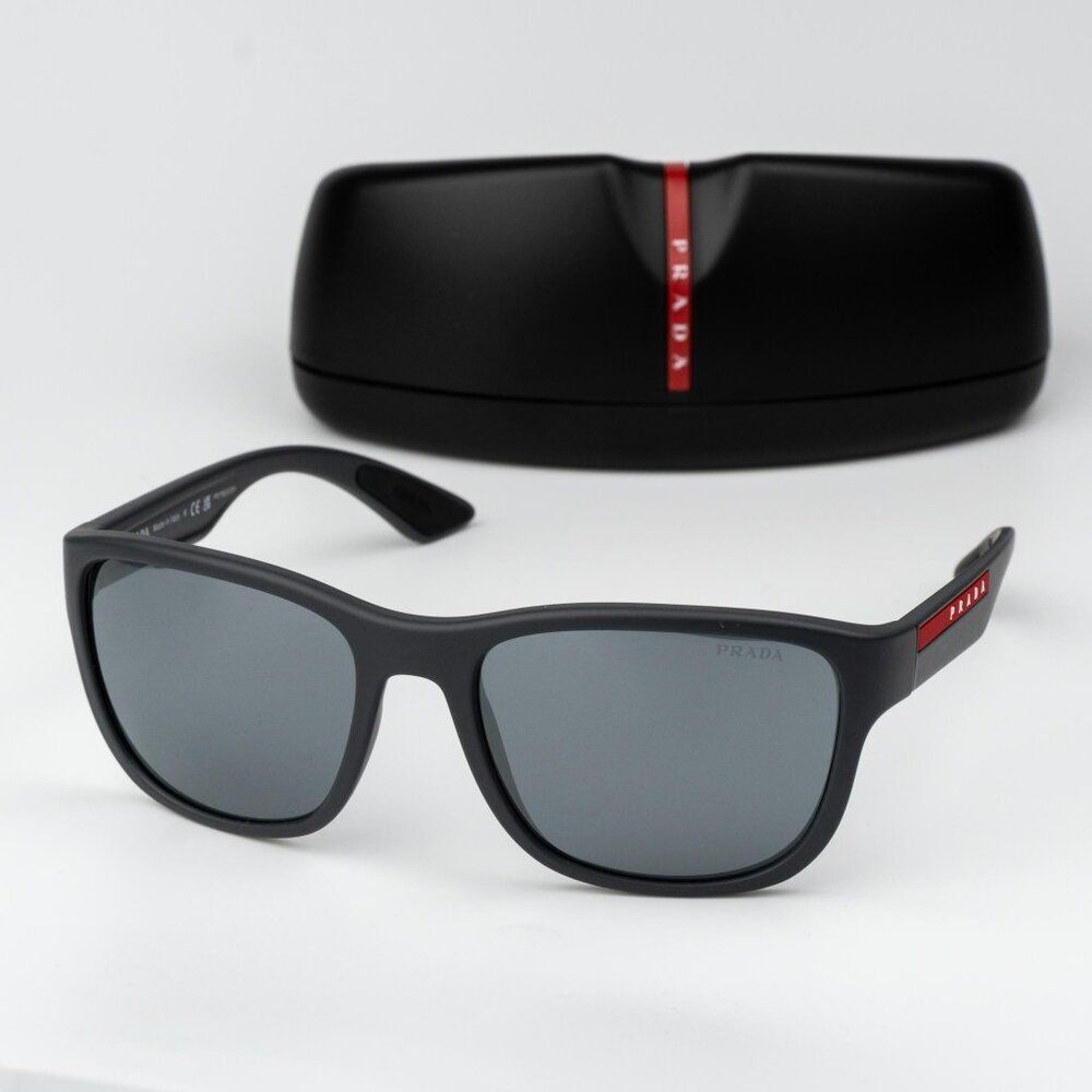 Prada Linea Rossa Men ACTIVE Sunglasses Grey Rubber Mirror Black Square PS01US